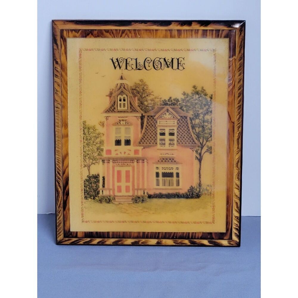 Vintage 11.5" x 9.5" Victorian House Welcome Sign #A20